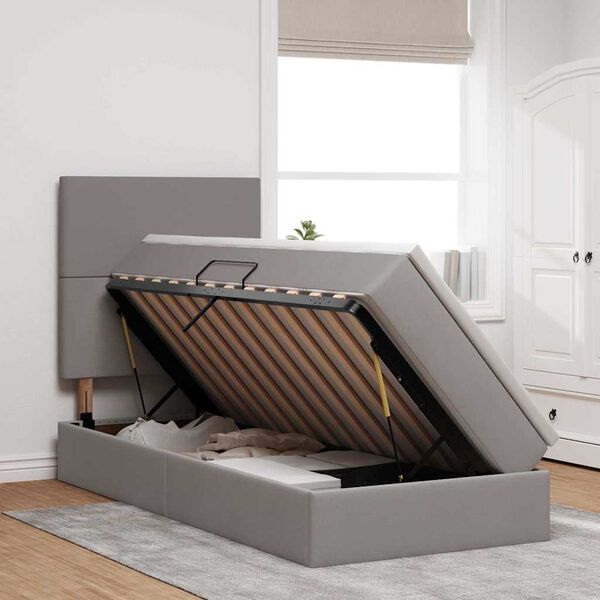 vidaXL Lit avec rangement et matelas Taupe 90 x 200 cm Polyester