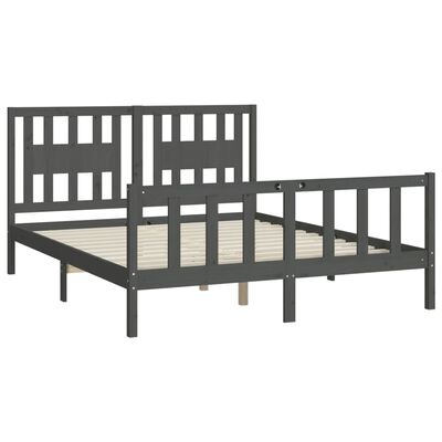 vidaXL Cadre de lit sans matelas gris bois de pin massif