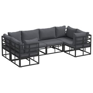 vidaXL Ensemble de canap&eacute; de jardin 6 pc Noir Aluminium