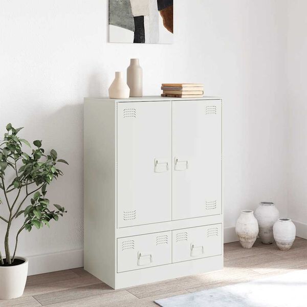 vidaXL Buffet haut blanc 67x39x95 cm acier