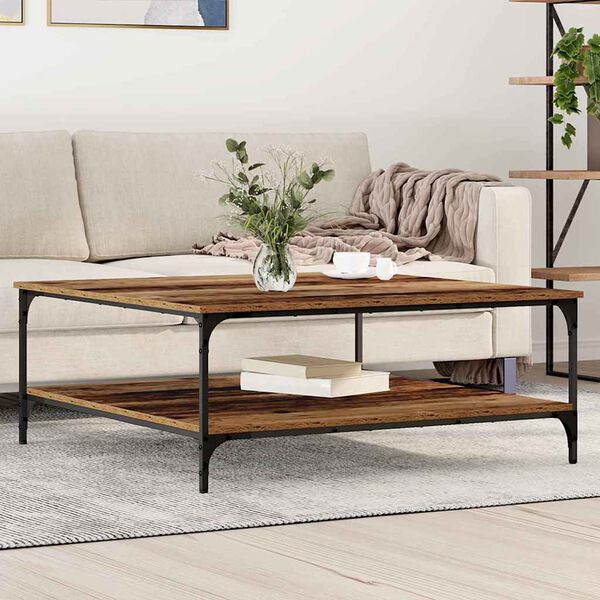 vidaXL Table basse Bois ancien 100 x 100 x 40 cm Bois d'ing&eacute;nierie