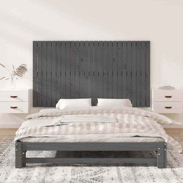 vidaXL T&ecirc;te de lit murale Gris 159,5x3x90 cm Bois massif de pin