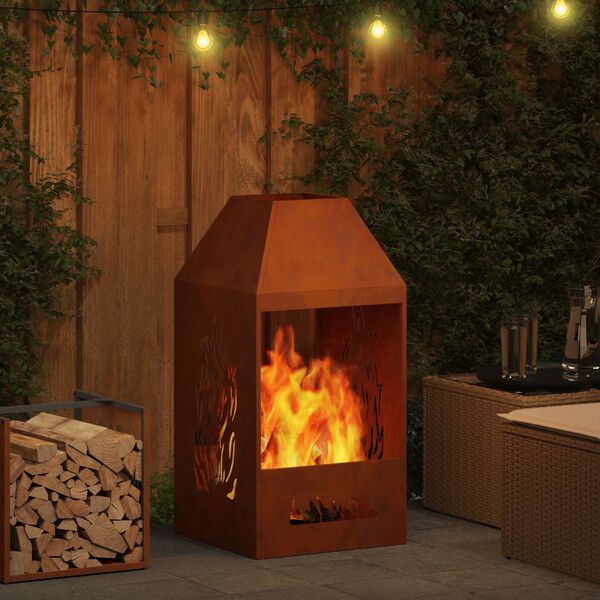 vidaXL Braise Marron 50 x 50 x 100 cm Acier Corten
