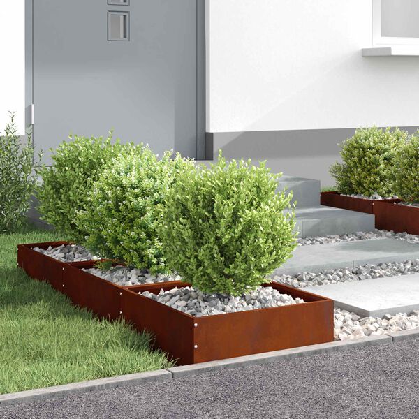 vidaXL Bordure de Pelouse 6 pcs Rouill&eacute; 40 x 40 x 13 cm