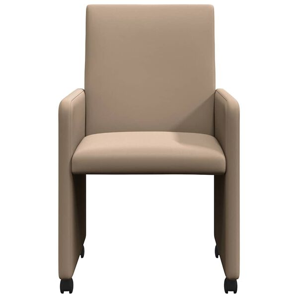 vidaXL Chaises de Salle &agrave; Manger avec Roues 2 pcs Cappuccino