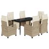 vidaXL Ensemble &agrave; manger de jardin et coussins 7 pcs beige poly rotin