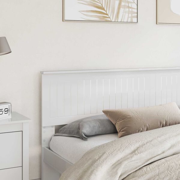 vidaXL T&ecirc;te de lit Blanc Brillant 200 cm Bois d'ing&eacute;nierie