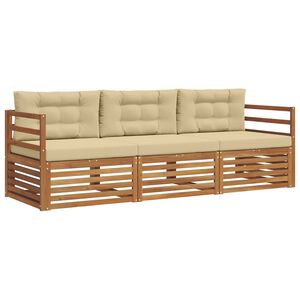 vidaXL Ensemble de canap&eacute;s d'ext&eacute;rieur 3 pc Naturel et Beige