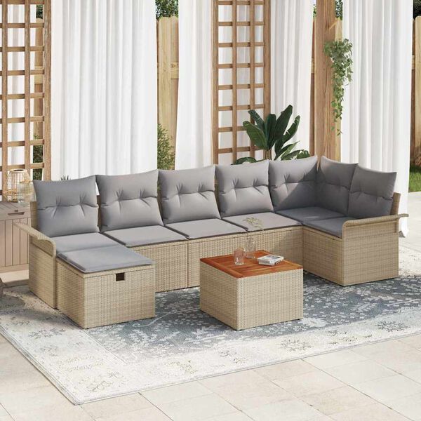 vidaXL Ensemble de canap&eacute; de jardin 8 pcs Beige Poly rotin