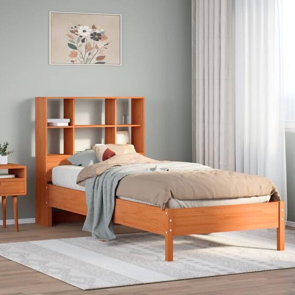 vidaXL Lit biblioth&egrave;que sans matelas cire marron 75x190 cm pin massif