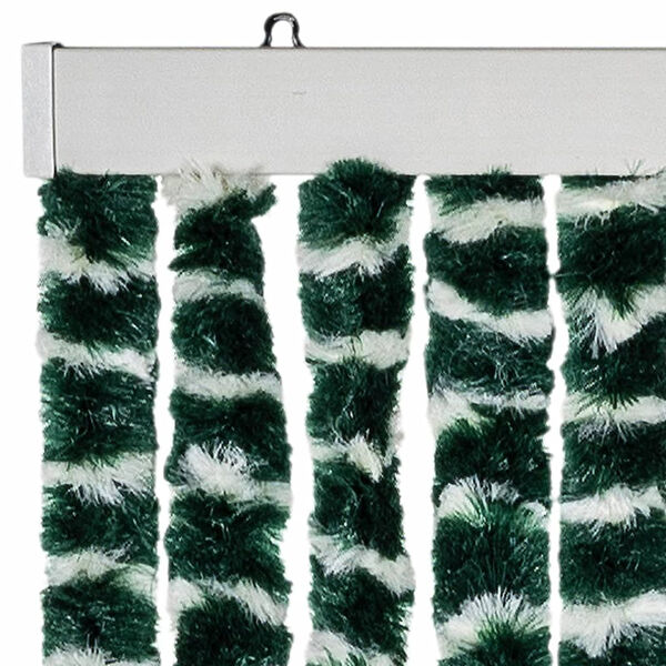 vidaXL Rideau anti-mouches vert et blanc 118x220 cm chenille