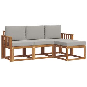 vidaXL Ensemble de canap&eacute;s d'ext&eacute;rieur 4 pc Gris Naturel et Clair