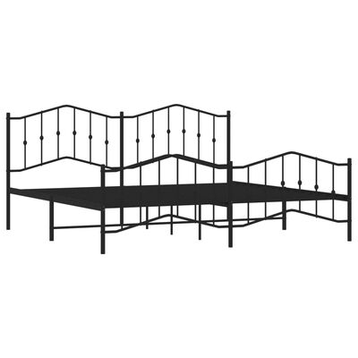 vidaXL Cadre de lit métal sans matelas avec pied de lit noir 200x200cm