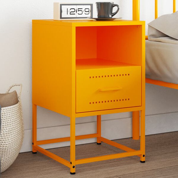 vidaXL Table de chevet jaune moutarde 36x39x60,5 cm acier