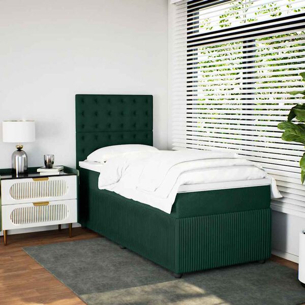 vidaXL Sommier &agrave; lattes de lit avec matelas Vert fonc&eacute; 100x200 cm