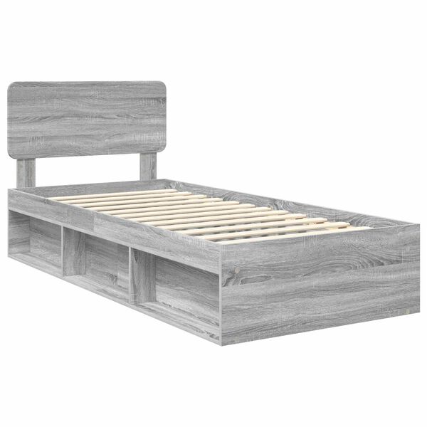 vidaXL Cadre de lit Gris Sonoma 90 x 200 cm Pin massif