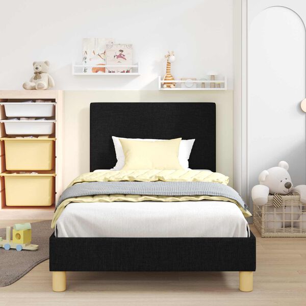 vidaXL Cadre de lit pour enfants avec t&ecirc;te de lit Noir 80 x 200 cm