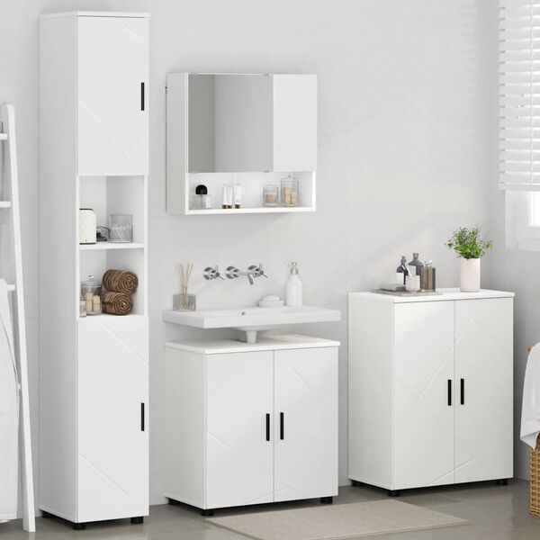 vidaXL Ensemble de mobilier de salle de bain Montage mural 4 pcs Blanc