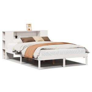 vidaXL Lit biblioth&egrave;que sans matelas blanc 120x190 cm bois pin massif
