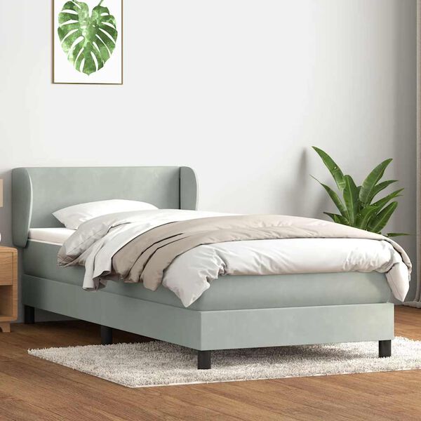 vidaXL Sommier &agrave; lattes de lit et matelas gris clair 80x210 cm velours