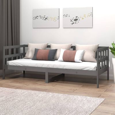 vidaXL Lit de jour sans matelas gris bois de pin massif 90x190 cm