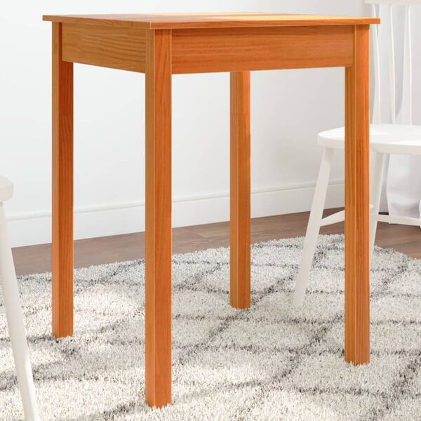 vidaXL Table &agrave; manger cire marron 55x55x75 cm bois massif de pin