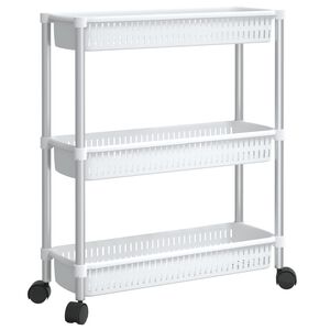 vidaXL Chariot de rangement &agrave; 3 niveaux Argent&eacute; et blanc Aluminium