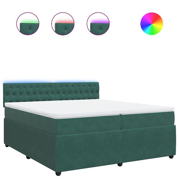 vidaXL Sommier &agrave; lattes de lit et matelas Vert fonc&eacute; 200x200cm Velours