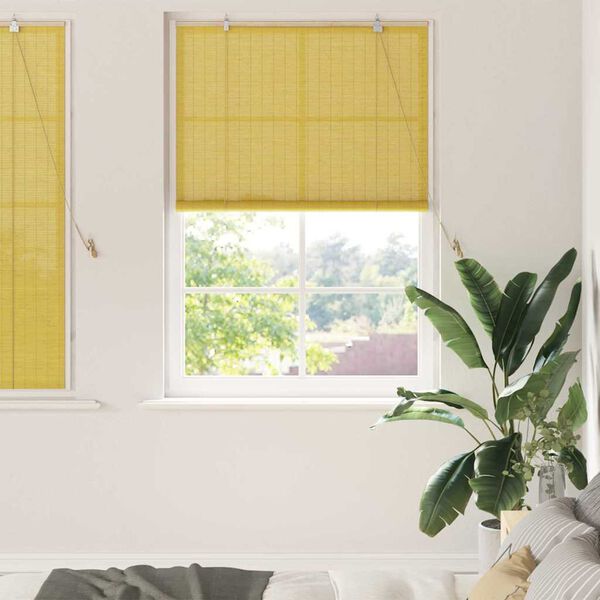 vidaXL Store enrouleur avec des rideaux Jaune 100 x 160 cm Bambou