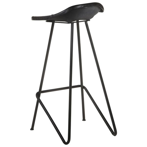 vidaXL Tabourets de bar lot de 2 noir cuir v&eacute;ritable