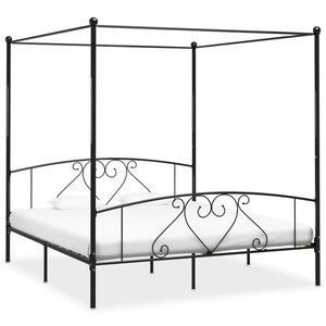 vidaXL Cadre de lit sans matelas avec baldaquin noir 180x200 cm m&eacute;tal