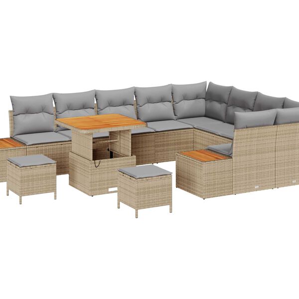 vidaXL Ensemble de canap&eacute; de jardin 12 pcs Beige polyrotin
