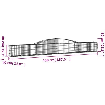 vidaXL Paniers à gabions arqués 15 pcs 400x30x40/60 cm Fer galvanisé