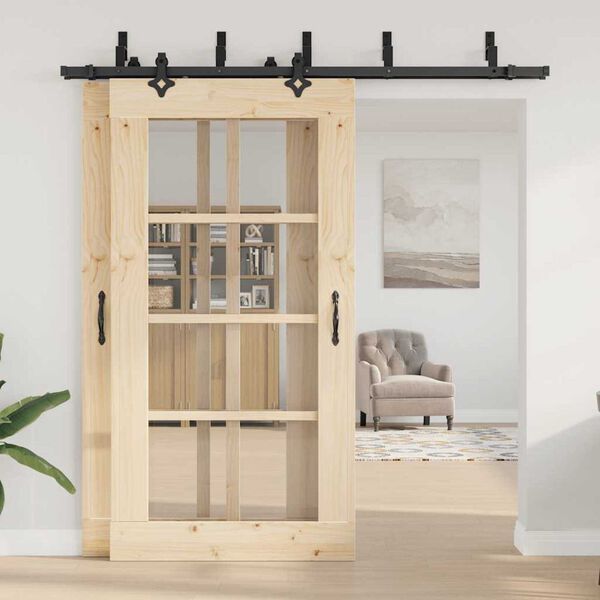 vidaXL Kit de quincaillerie de porte coulissante 213,5 cm acier noir