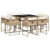 vidaXL Ensemble &agrave; manger de jardin et coussins 9 pcs beige Poly rotin