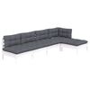vidaXL Salon de jardin 5 pcs avec coussins blanc bois de pin