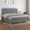 vidaXL Sommier &agrave; lattes de lit et matelas et LED Gris fonc&eacute; 200x200 cm