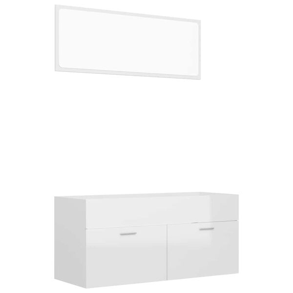 vidaXL Ensemble de meubles de bain 2 pcs Blanc brillant Agglom&eacute;r&eacute;
