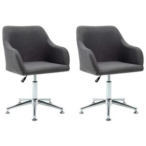 vidaXL Chaises pivotantes &agrave; manger lot de 2 gris fonc&eacute; tissu