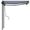 vidaXL Auvent manuel r&eacute;tractable avec LED 3,5x2,5 m Bleu et blanc