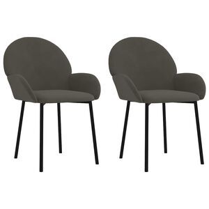 vidaXL Chaises &agrave; manger lot de 2 Gris fonc&eacute; Velours