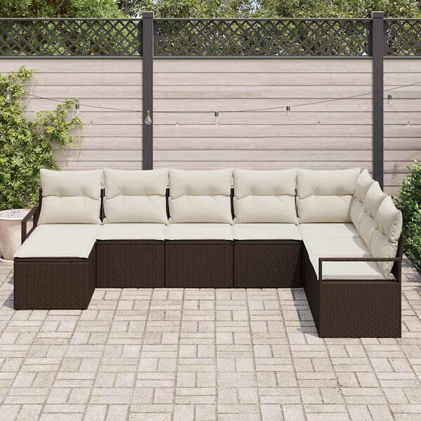 vidaXL Ensemble de canapé de jardin 8 pcs Marron Poly rotin