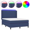 vidaXL Sommier &agrave; lattes de lit matelas et LED Bleu 140x200 cm Tissu