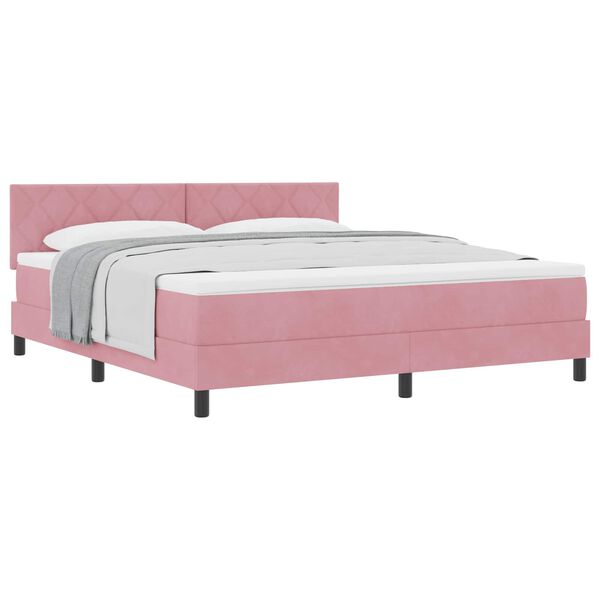 vidaXL Lit &agrave; ressorts avec matelas Rose 180 x 200 cm Velours