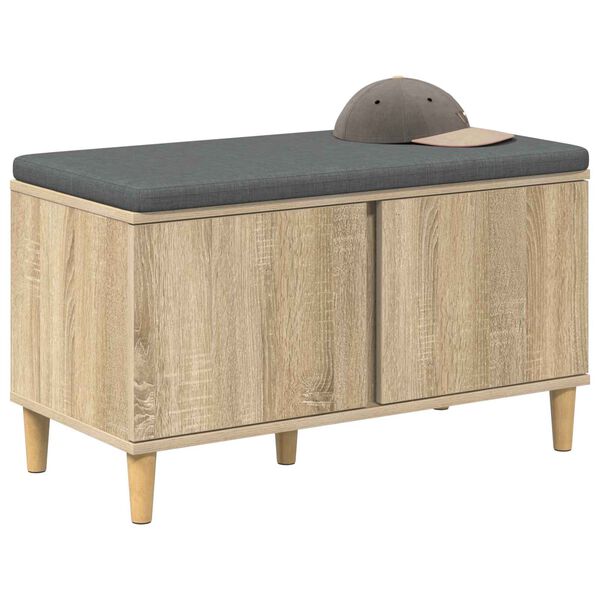vidaXL Banc d'entr&eacute;e avec coussin Ch&ecirc;ne Sonoma 80 x 38 x 46 cm