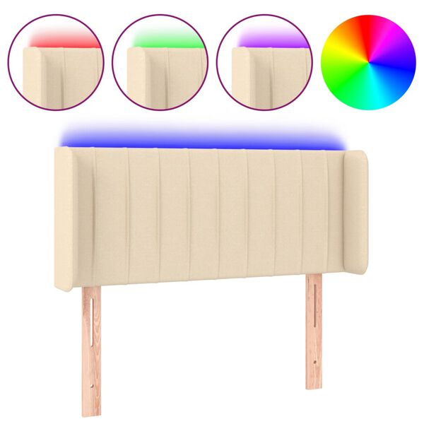 vidaXL T&ecirc;te de lit &agrave; LED Cr&egrave;me 83x16x78/88 cm Tissu