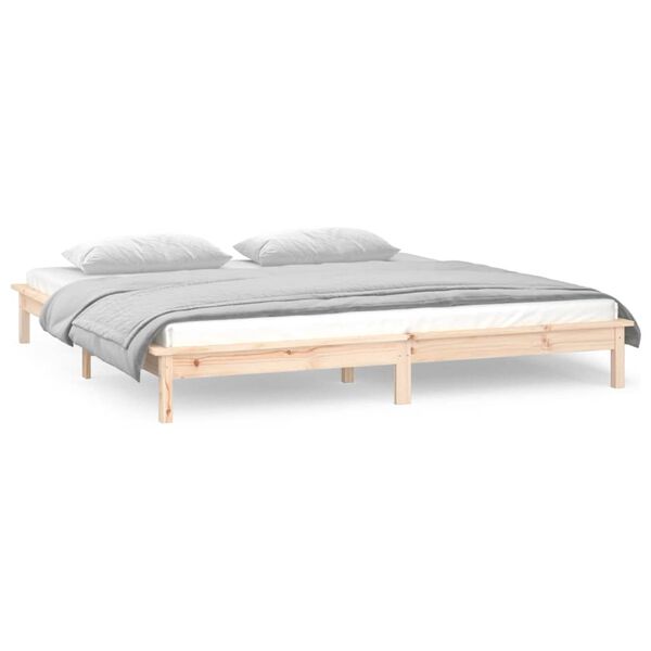 vidaXL Cadre de lit &agrave; LED 180x200 cm Super King bois massif