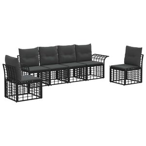 vidaXL Ensemble de canap&eacute;s d'ext&eacute;rieur 6 pc Noir et Gris fonc&eacute;