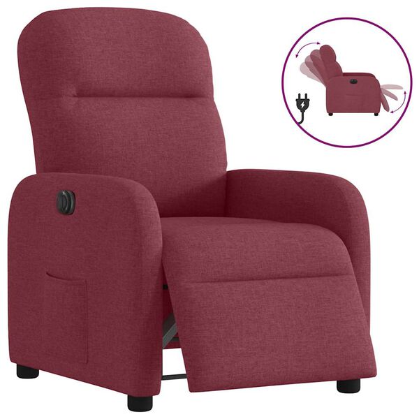 vidaXL Fauteuil inclinable &eacute;lectrique Rouge bordeaux Tissu