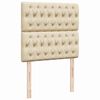 VidaXL Cadre de lit ottoman avec matelas cr&egrave;me 200x200cm tissu